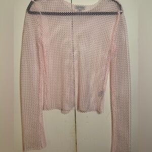 Pink Mesh Long Sleeve Top
